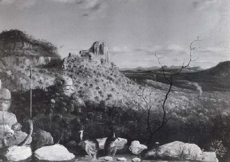 Landscape with kangaroos in foreground, unknow artist